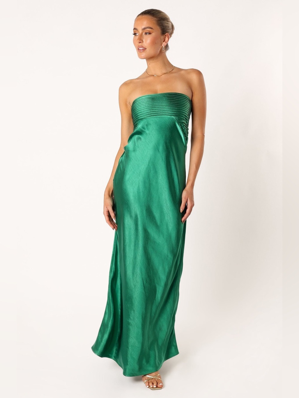 NEW Petal & Pup ‘Adina’ Strapless Maxi Dress Emerald Green Gown